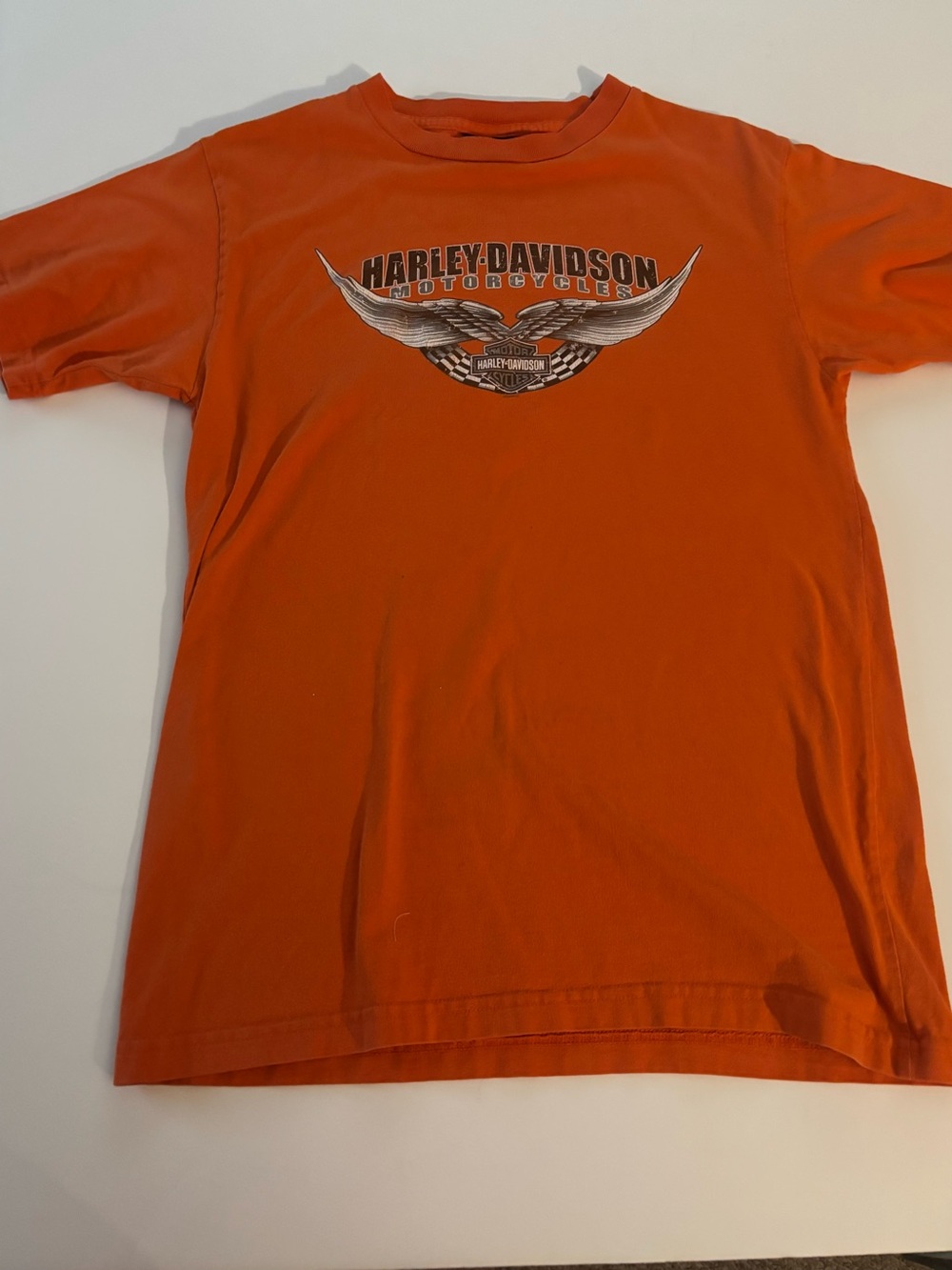 Harley-Davidson Orange Short Sleeve Tee with Winged Logo